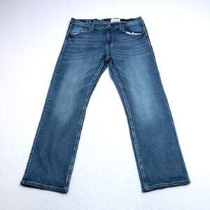 TK Axel Jeans Mens 36x32 (37x31 actual) Slim Boot Pocket Flaps Med Blue Wash